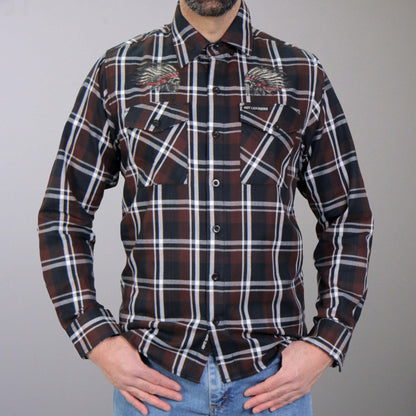 Long Sleeve Headdress Biker Flannel Shirt for Men - Military Republic