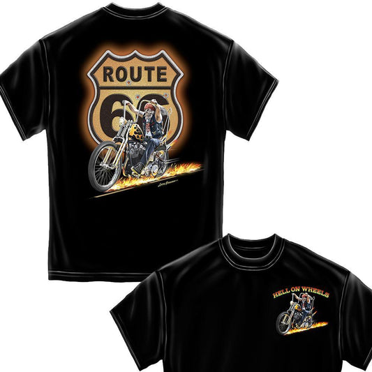 Hell On Wheels Black Hot Rods T-Shirt-Military Republic