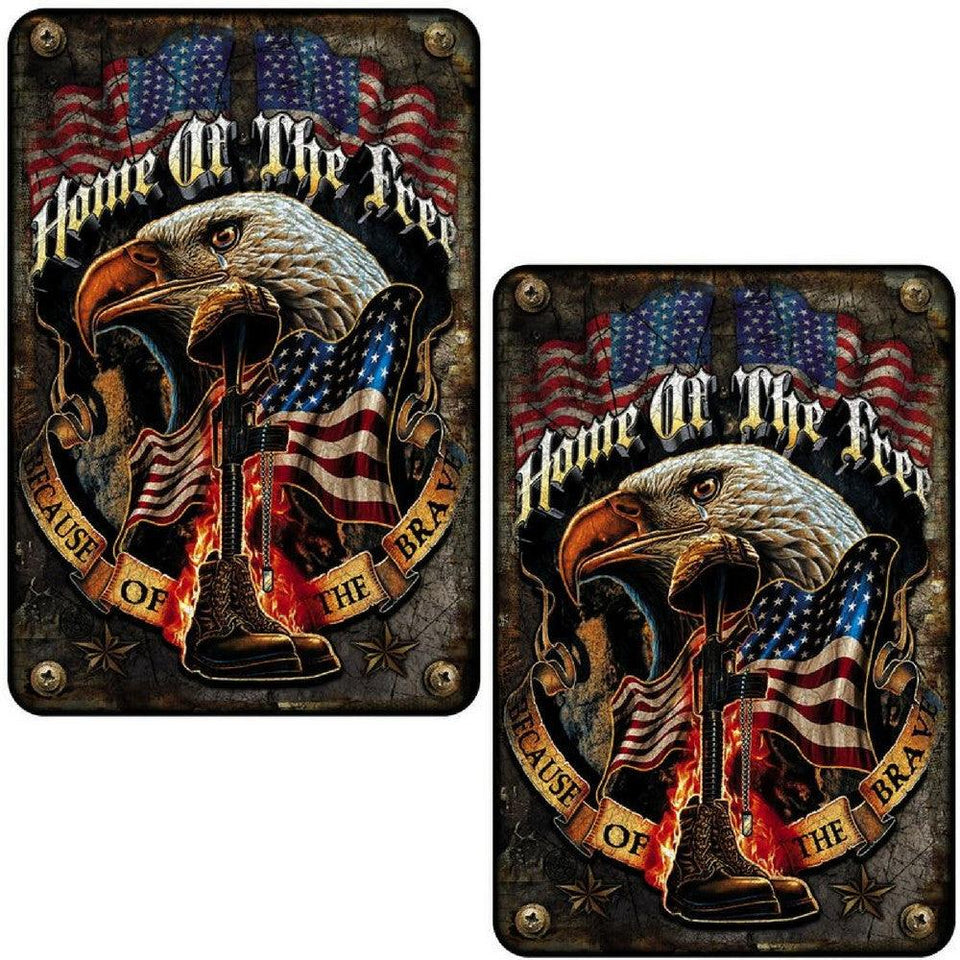 Home Of The Free Because Of The Brave Aluminum Sign-Military Republic