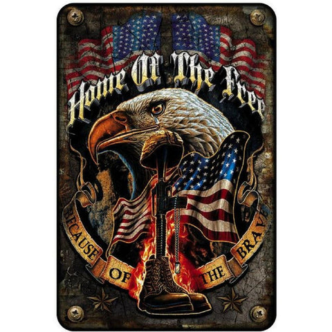 Home Of The Free Because Of The Brave Aluminum Sign-Military Republic
