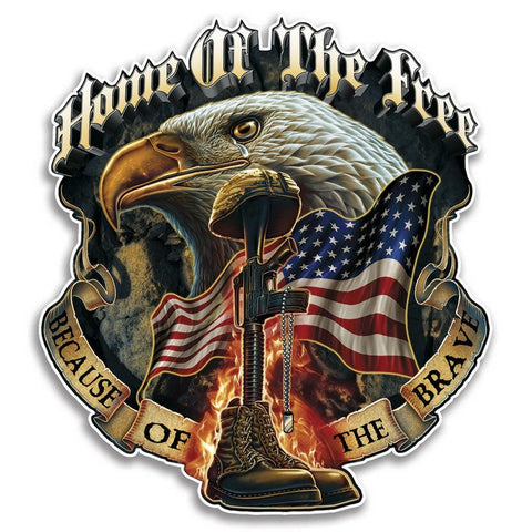 Home Of The Free Because Of The Brave Decal-Military Republic