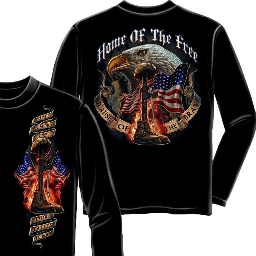 Home Of The Free - Because Of The Brave Long Sleeve Shirt-Military Republic