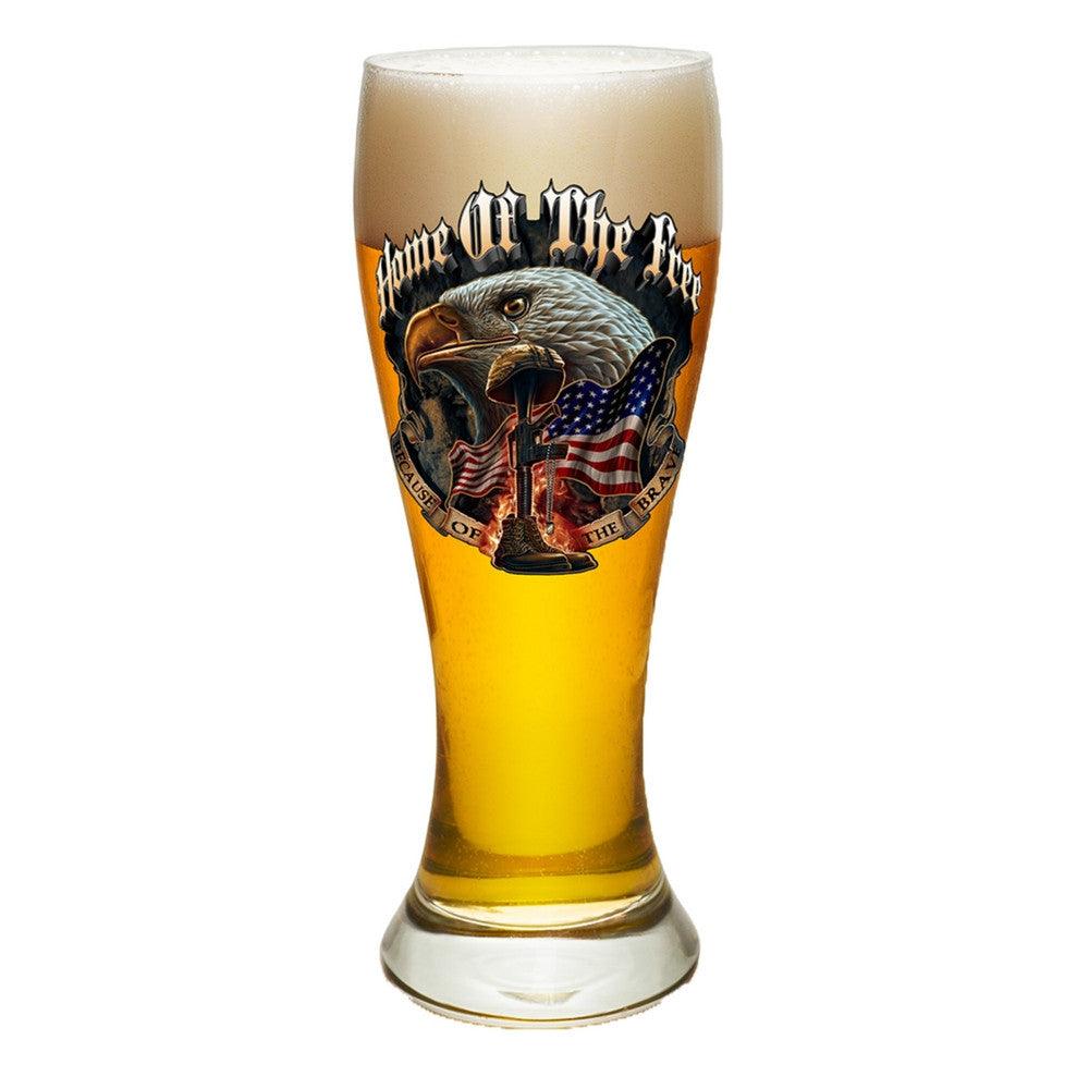 Home Of The Free Because Of The Brave Pilsner Glass Set-Military Republic