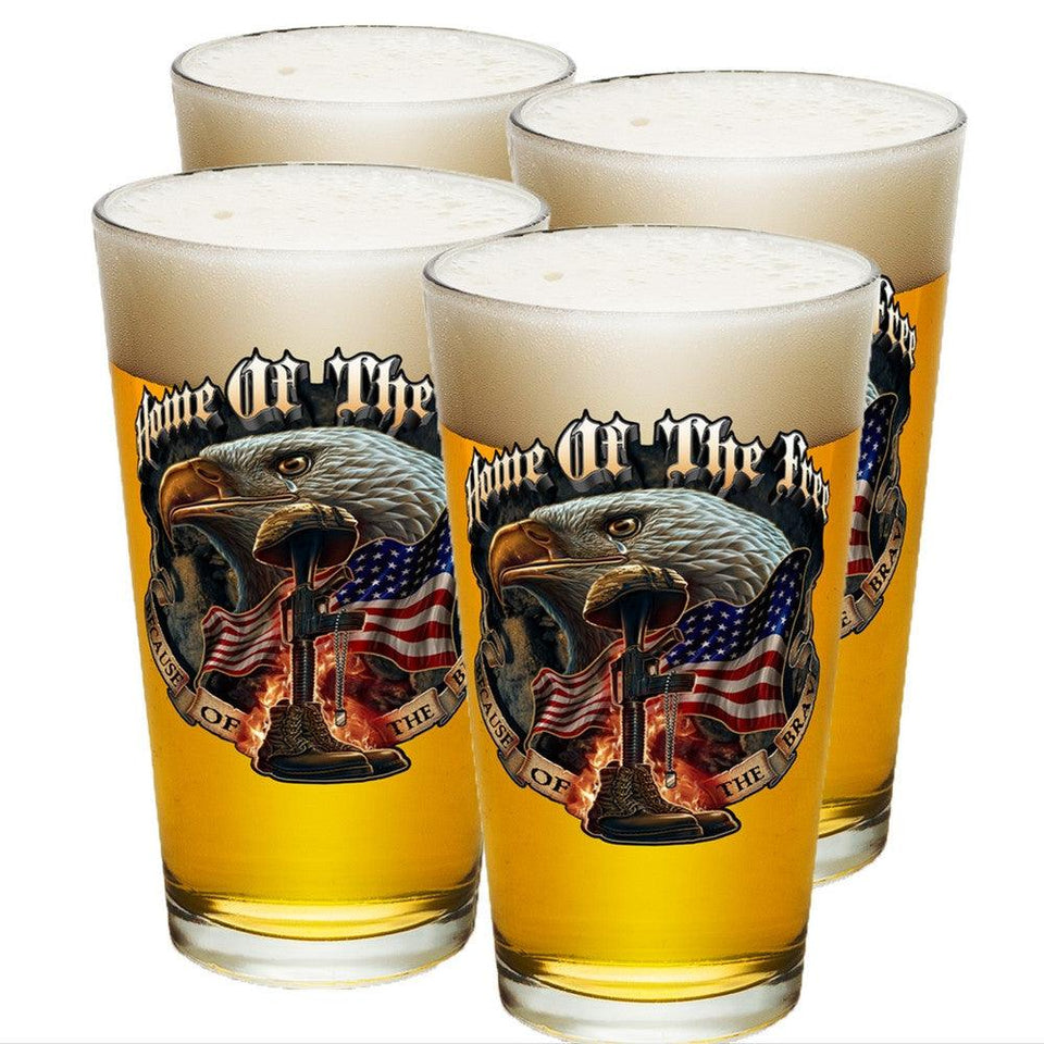 Home Of The Free Because Of The Brave Pint Glasses-Military Republic