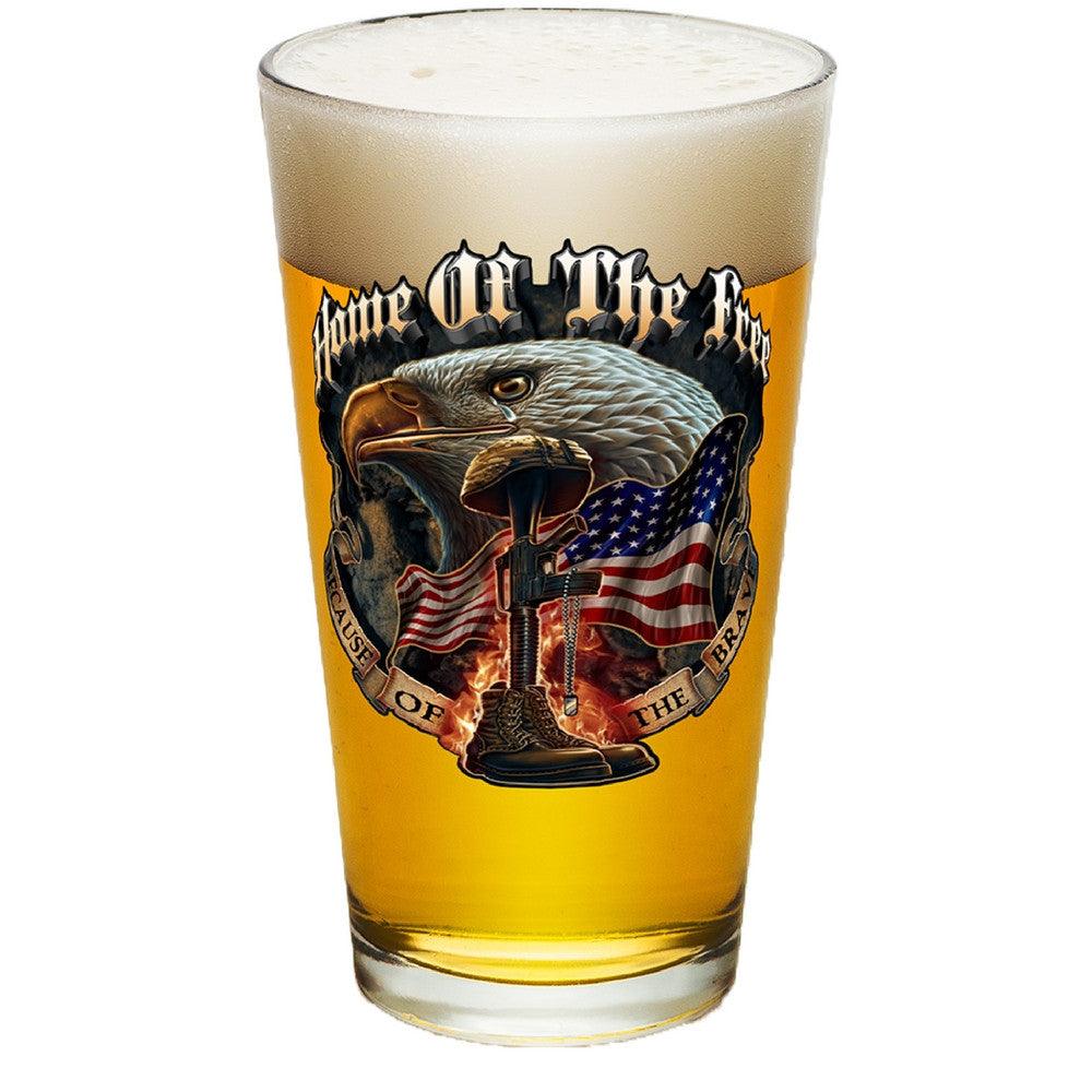 Home Of The Free Because Of The Brave Pint Glasses-Military Republic