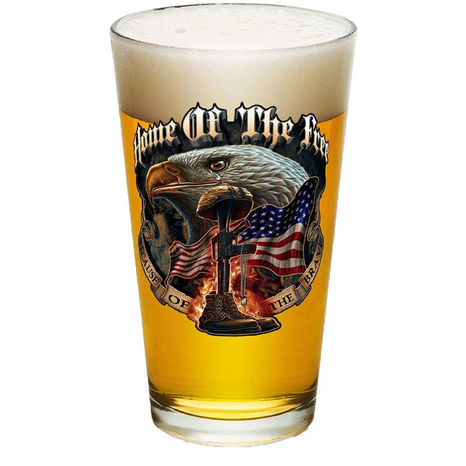 Home Of The Free Because Of The Brave Pint Glasses-Military Republic