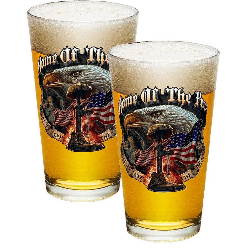 Home Of The Free Because Of The Brave Pint Glasses-Military Republic