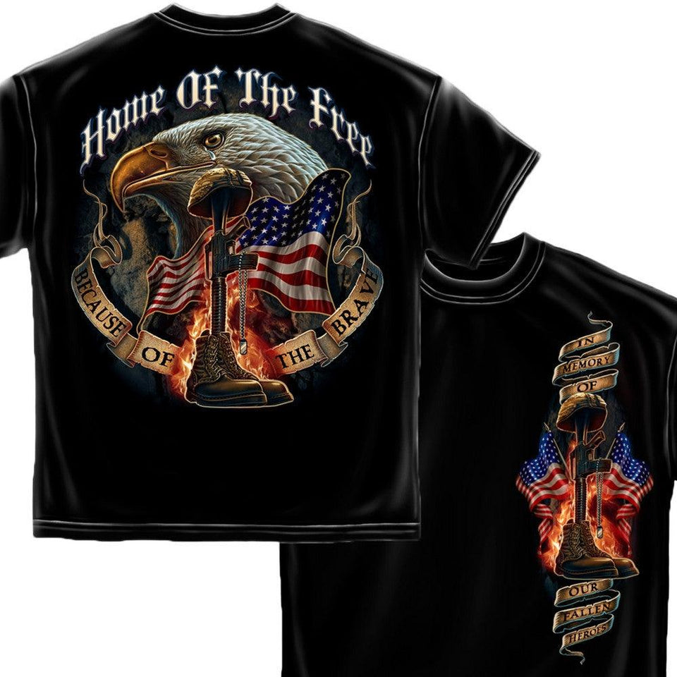 Home Of The Free - Because Of The Brave T-Shirt-Military Republic
