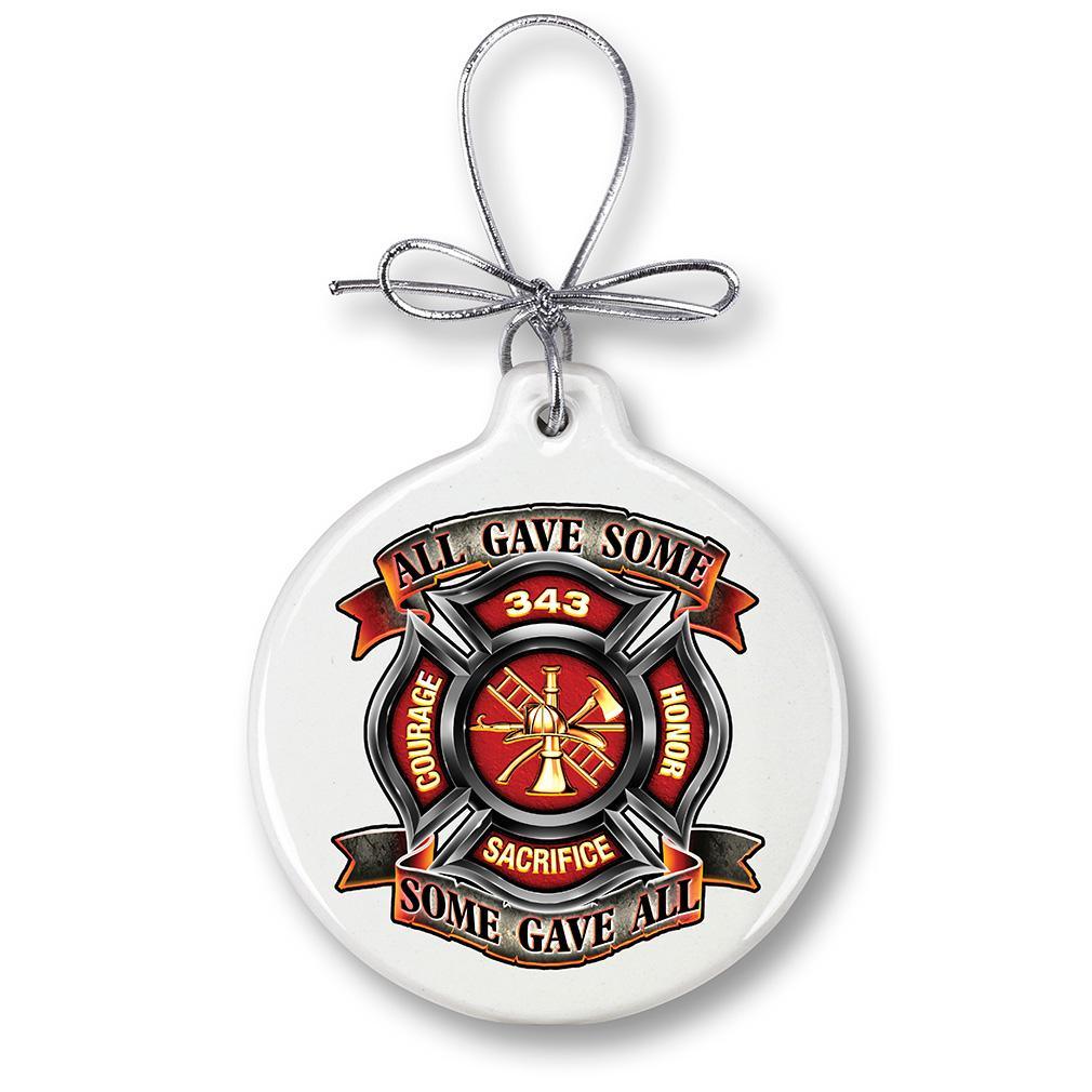 Honor Courage sacrifice 343 Badge Christmas Ornament - Military Republic