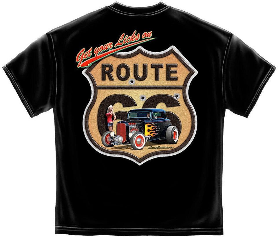 Hot Rods Get Your Lick On RT 66 Black T-Shirt-Military Republic