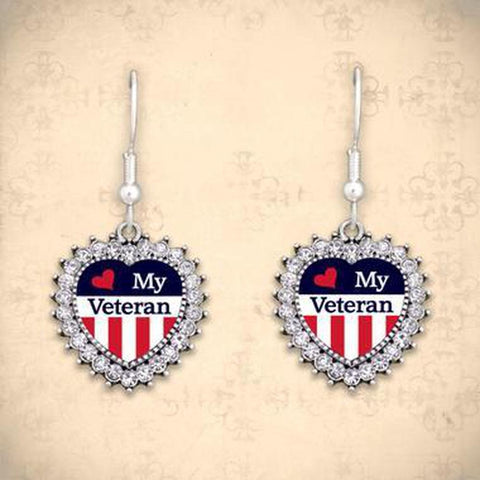 Love My Veterans Earrings-Military Republic