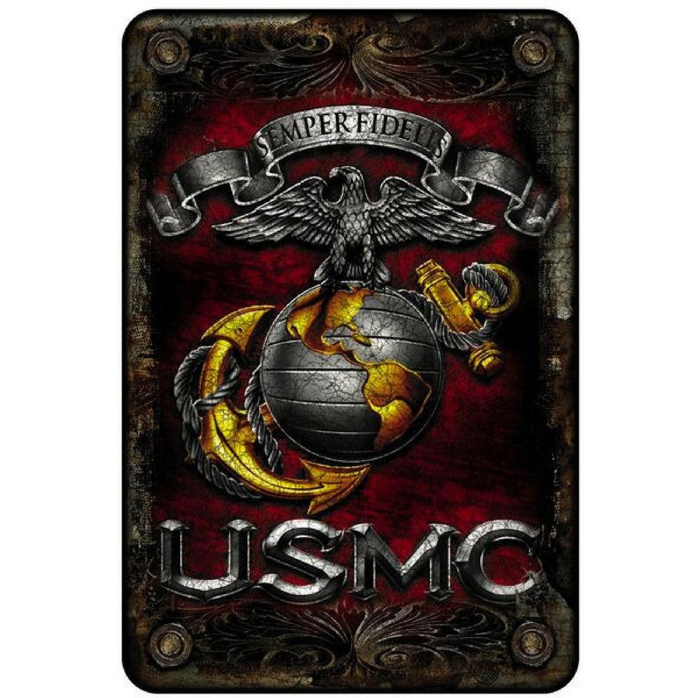 Marine Double Flag Aluminum Sign-Military Republic