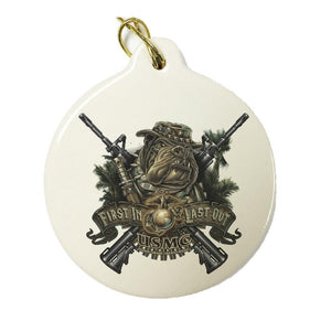 Marines Dog First In Last Out Christmas Ornament-Military Republic