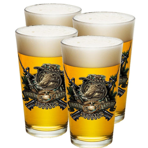 Marines Dog First In Last Out Pint Glasses-Military Republic