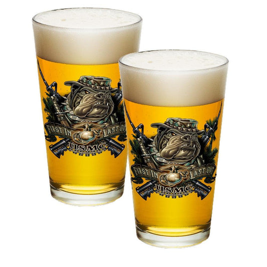 Marines Dog First In Last Out Pint Glasses-Military Republic