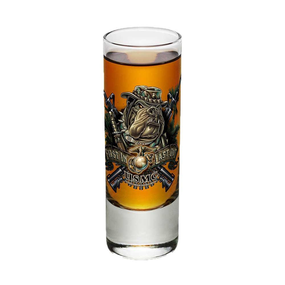 Marines Dog First In Last Out Shot Glasses-Military Republic