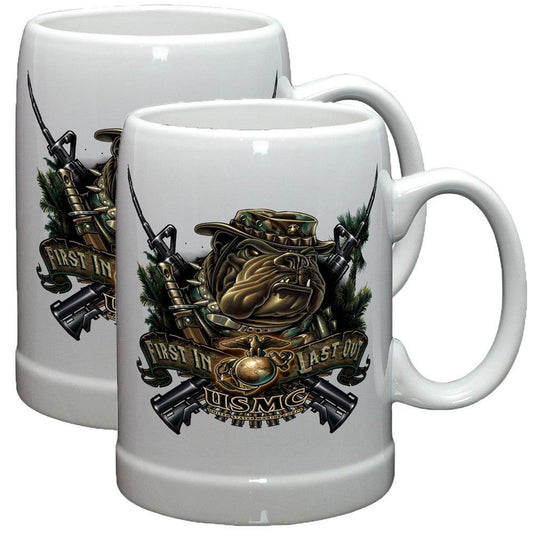 Marines Dog First In Last Out Stoneware Mug Set-Military Republic