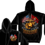 Marines Double Flag Hoodie - Military Republic