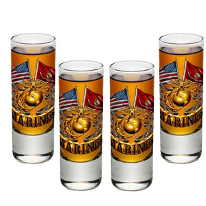 Marines Double Flag Shot Glasses-Military Republic