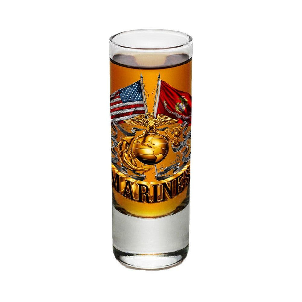 Marines Double Flag Shot Glasses-Military Republic