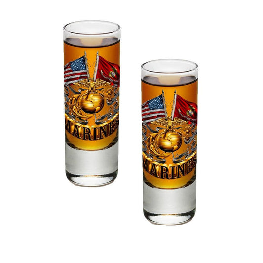 Marines Double Flag Shot Glasses-Military Republic