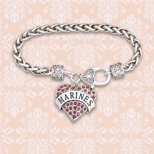 Marines Heart Braided Clasp Bracelet-Military Republic