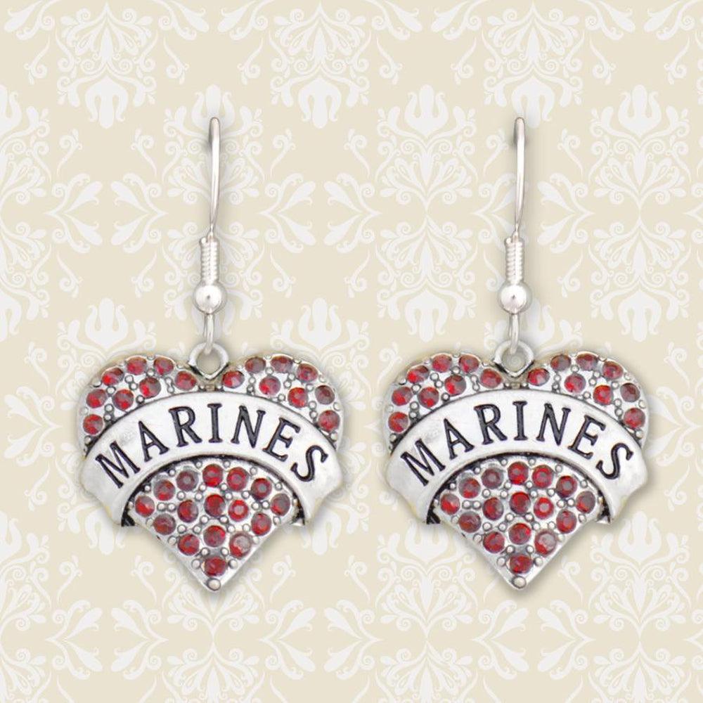 Marines Heart Earrings-Military Republic