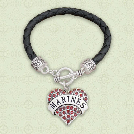 Marines Heart Leather Bracelet-Military Republic