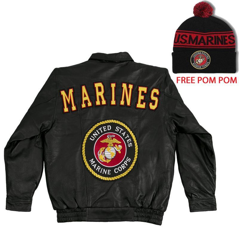 Marines Leather Jacket + FREE Pom Pom Jacket - Military Republic
