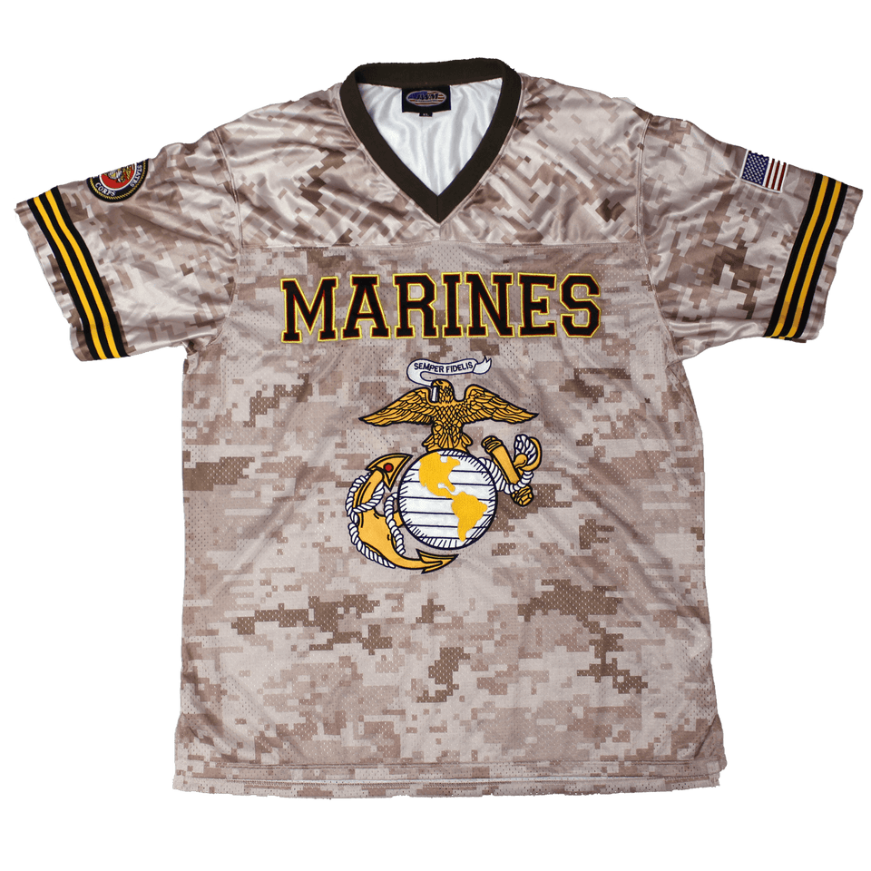 US Marines Digital Camo Embroidered Football Jersey L