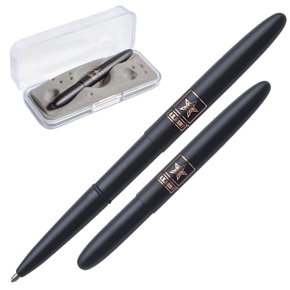 Matte Black Bullet Space Pen with U.S. Army Star Insignia - Military Republic