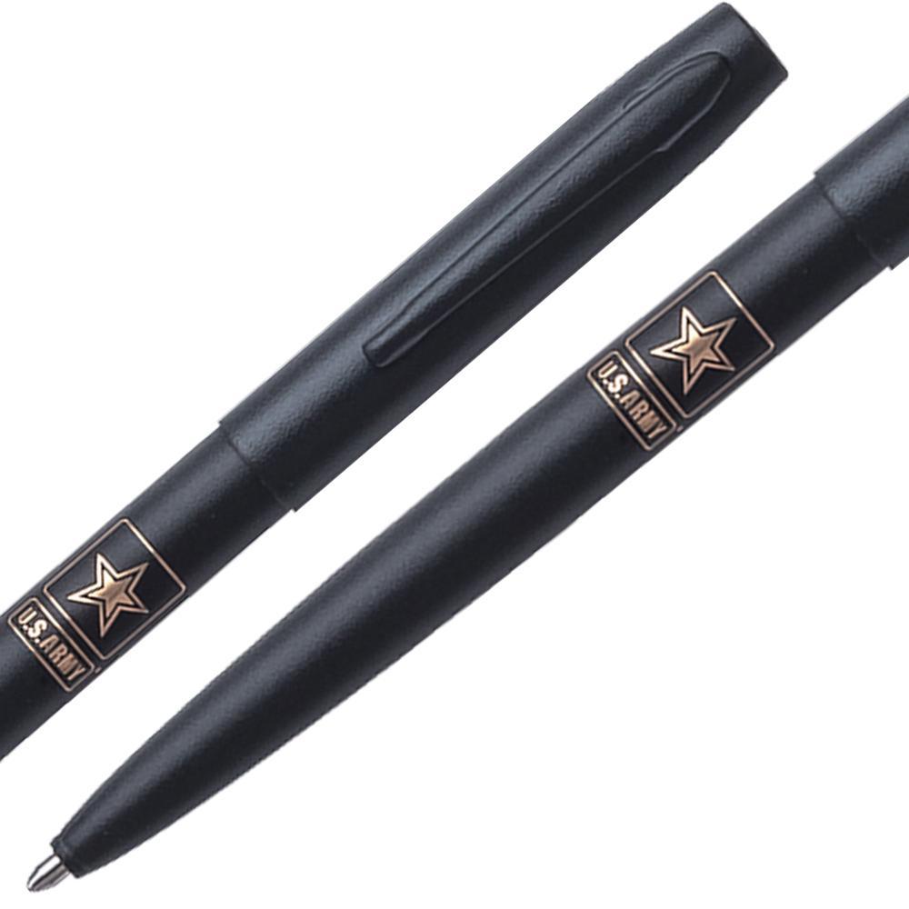 Matte Black Cap-o-Matic Space Pen with Laser Engraved Army Star Insignia - Military Republic