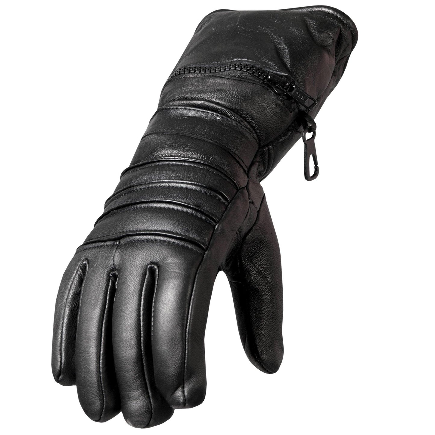 Motorcycle Gauntlet Gloves with Quilted Lining - Military Republic