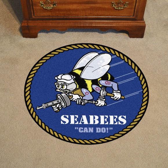 US Navy Seabees Round Mat - Military Republic