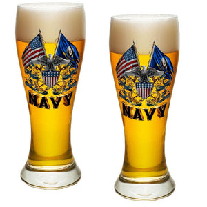 Navy Double Flag Pilsner Glass Set-Military Republic