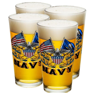 Navy Double Flag Pint Glasses-Military Republic