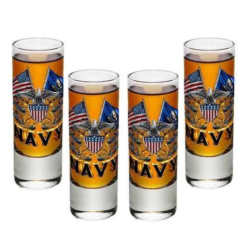 Navy Double Flag Shot Glasses-Military Republic