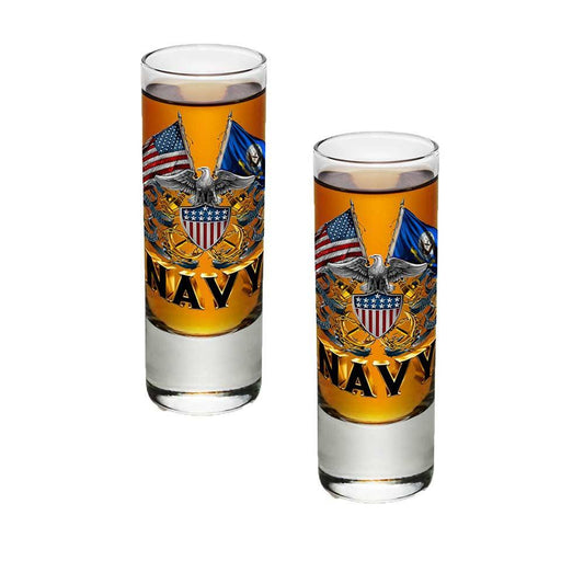 Navy Double Flag Shot Glasses-Military Republic