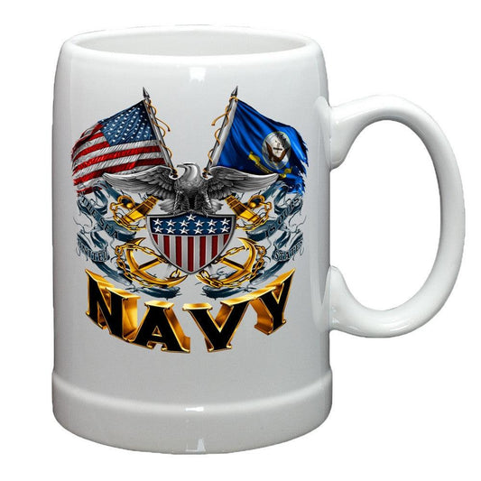 Navy Double Flag Stoneware Mug Set-Military Republic