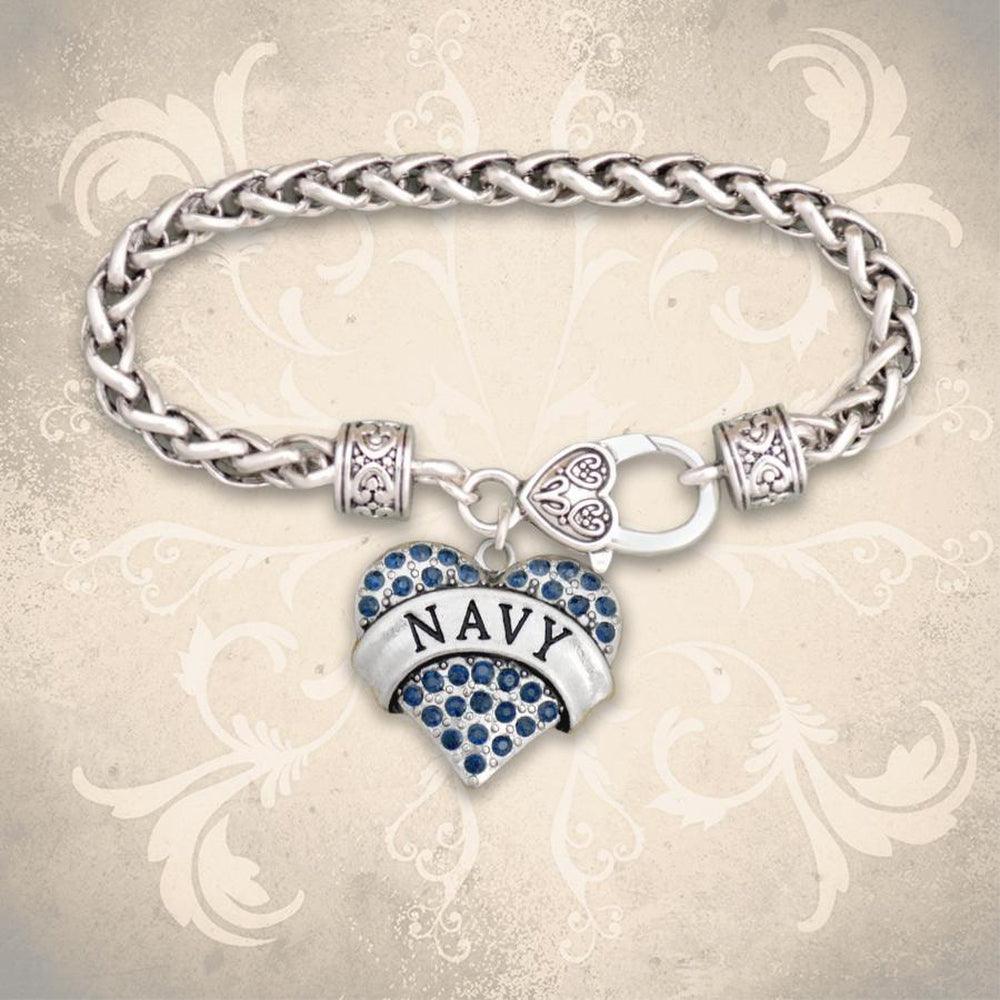 Navy Heart Braided Clasp Bracelet-Military Republic