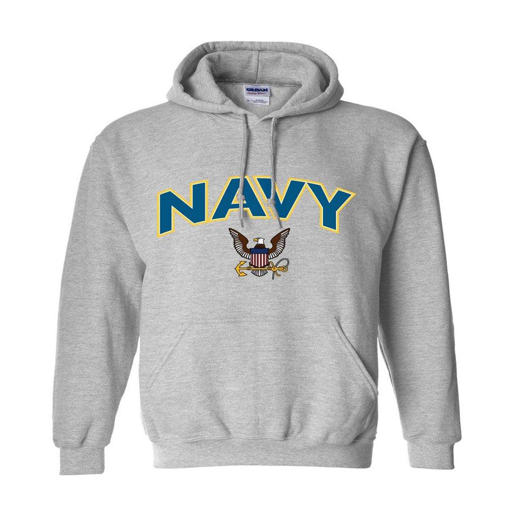 U.S. Navy Logo Sweatshirt Hoodie - Grey - Military Republic