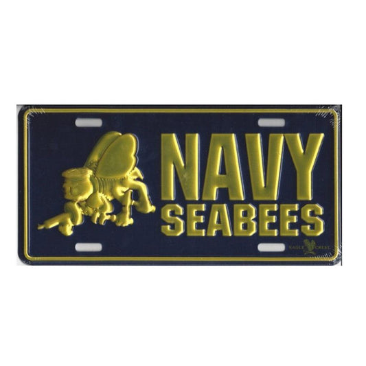 Navy Seabees Embossed Metal License Plate - Military Republic