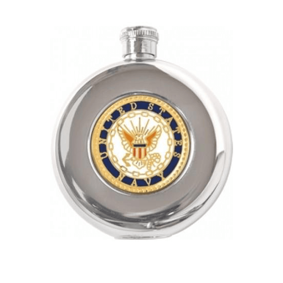 Navy Stainless Steel Flask Round (5oz) - Military Republic