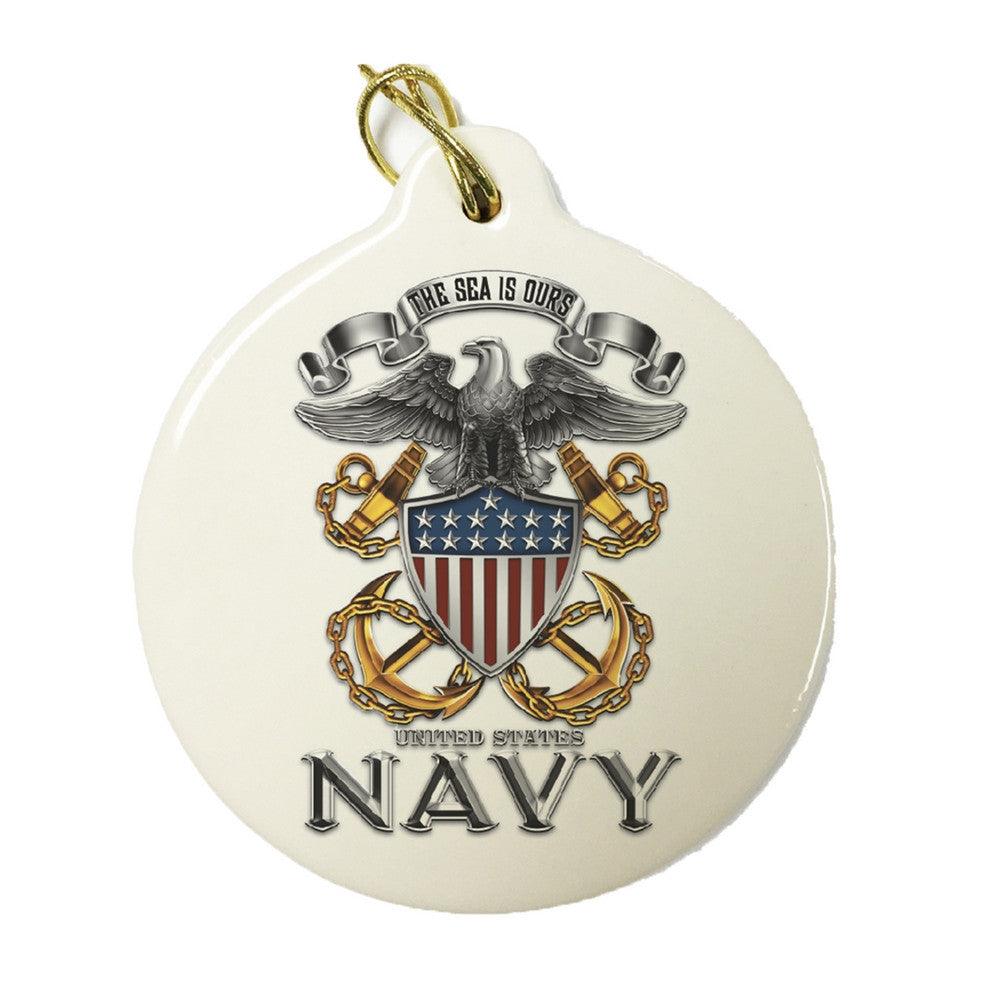 Navy The Sea Is Ours Christmas Ornament-Military Republic