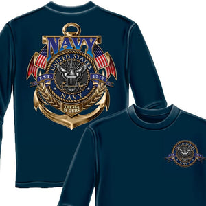 Navy The Sea Is Ours Long Sleeve Shirt-Military Republic