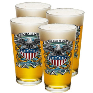 Navy The Sea Is Ours Pint Glasses-Military Republic