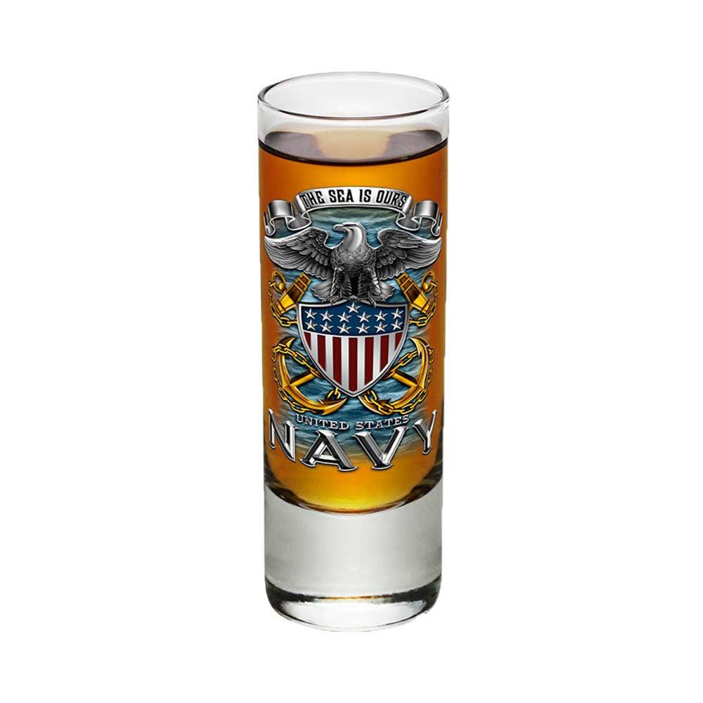 Navy The Sea Is Ours Shot Glasses-Military Republic