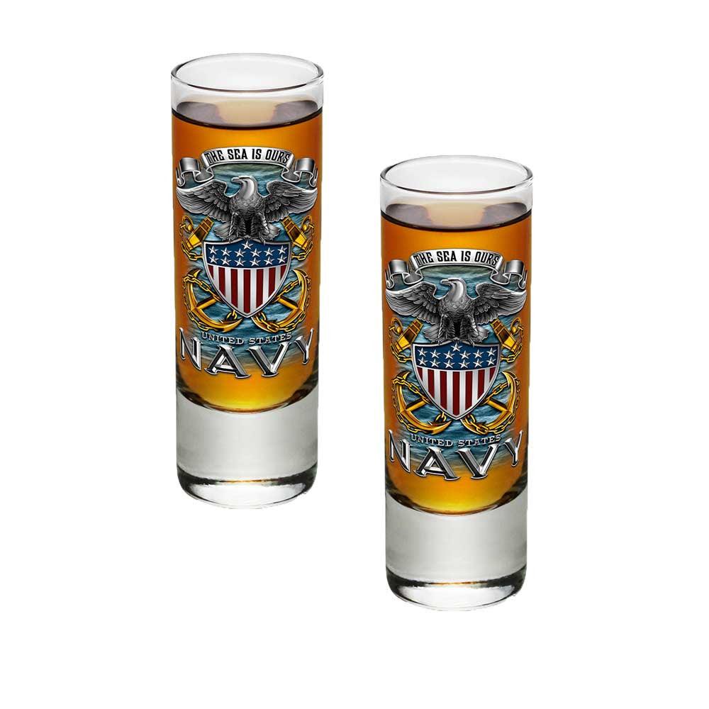 Navy The Sea Is Ours Shot Glasses-Military Republic