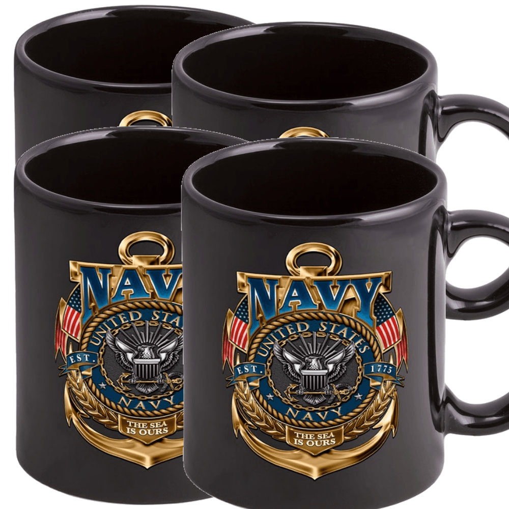 Navy The Sea Is Ours Stoneware Mug Set - Black - Military Republic