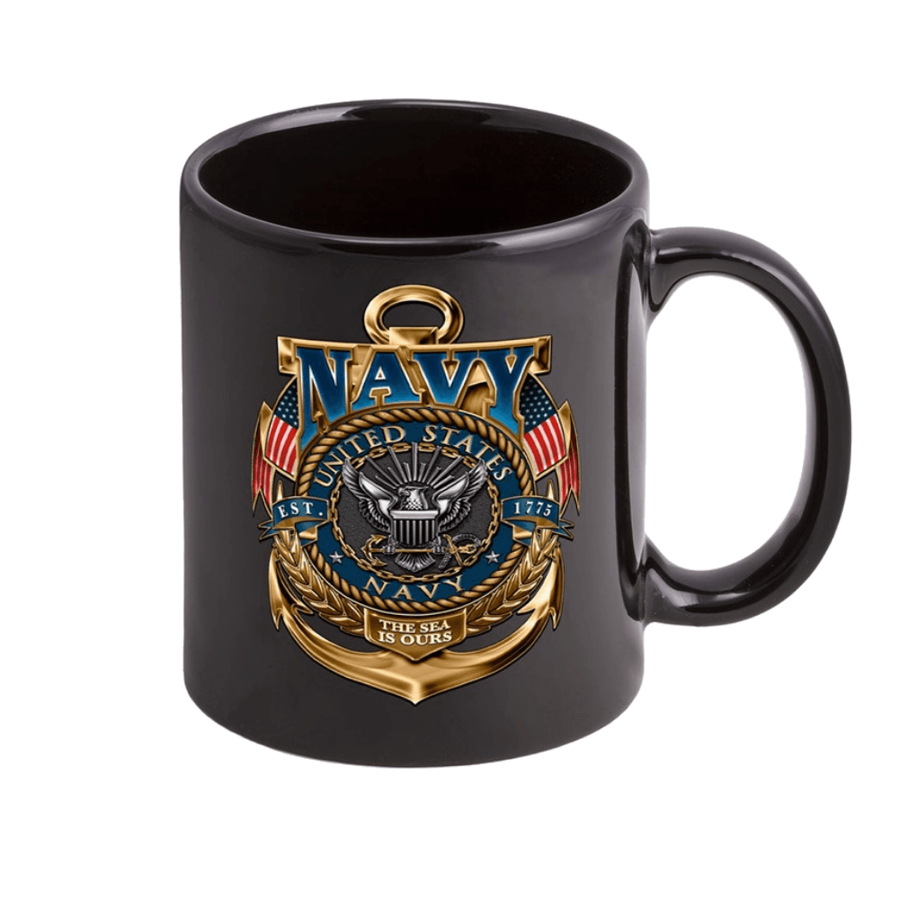 Navy The Sea Is Ours Stoneware Mug Set - Black - Military Republic